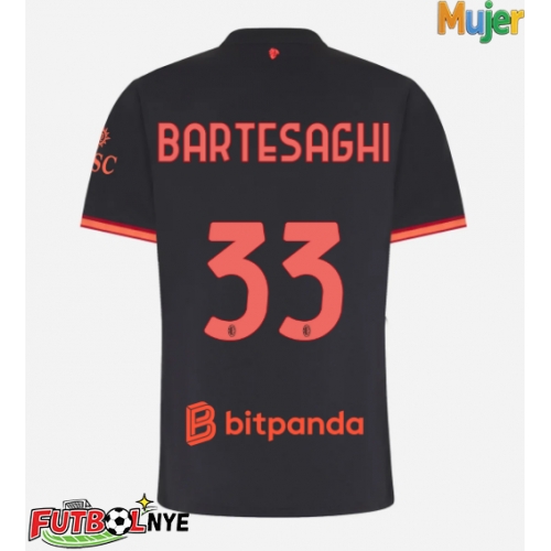 Camiseta AC Milan Davide Bartesaghi #33 Tercera Equipación para mujer 2026-27 manga corta